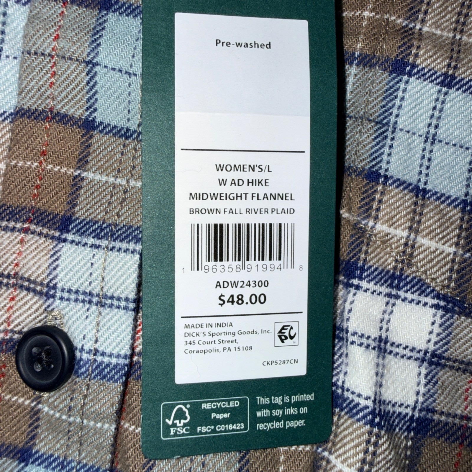 Alpine Design Womens Midweight Flannel Brown Fall River Plaid Size L Nwt — image 2 of 6